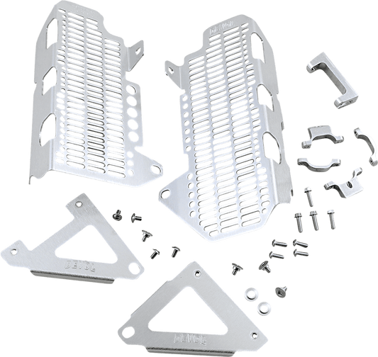 DEVOL Honda Radiator Guard 0101 - 1212 Brushed Aluminum for Effective Cooling and Protection - Moto - House MX