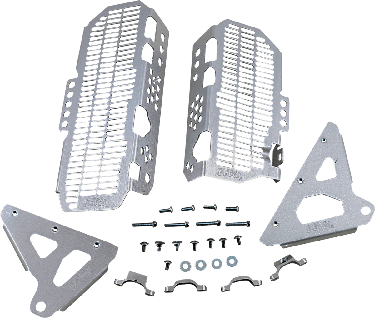 DEVOL Radiator Guards for Kawasaki 0101 - 2512 * Brushed Aluminum - Moto - House MX