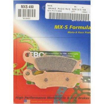 EBC Racing Sintered "MXS" Brake Pads - Front - MXS450 - 2008 - 2022 Yamaha YZ 125, YZ250, YZ125X, and YZ250X - Moto - House MX