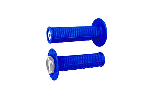 ODI J33HWU-S Half Waffle v2.1 Lock-On Grips Bright Blue Silver - Moto-House MX