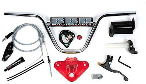 BBR Handlebar & Tripple Clamp Compleate Kit Red - 510-HXR-5041 - 2000-2023 Honda CRF50F, XR50R | Moto-House MX