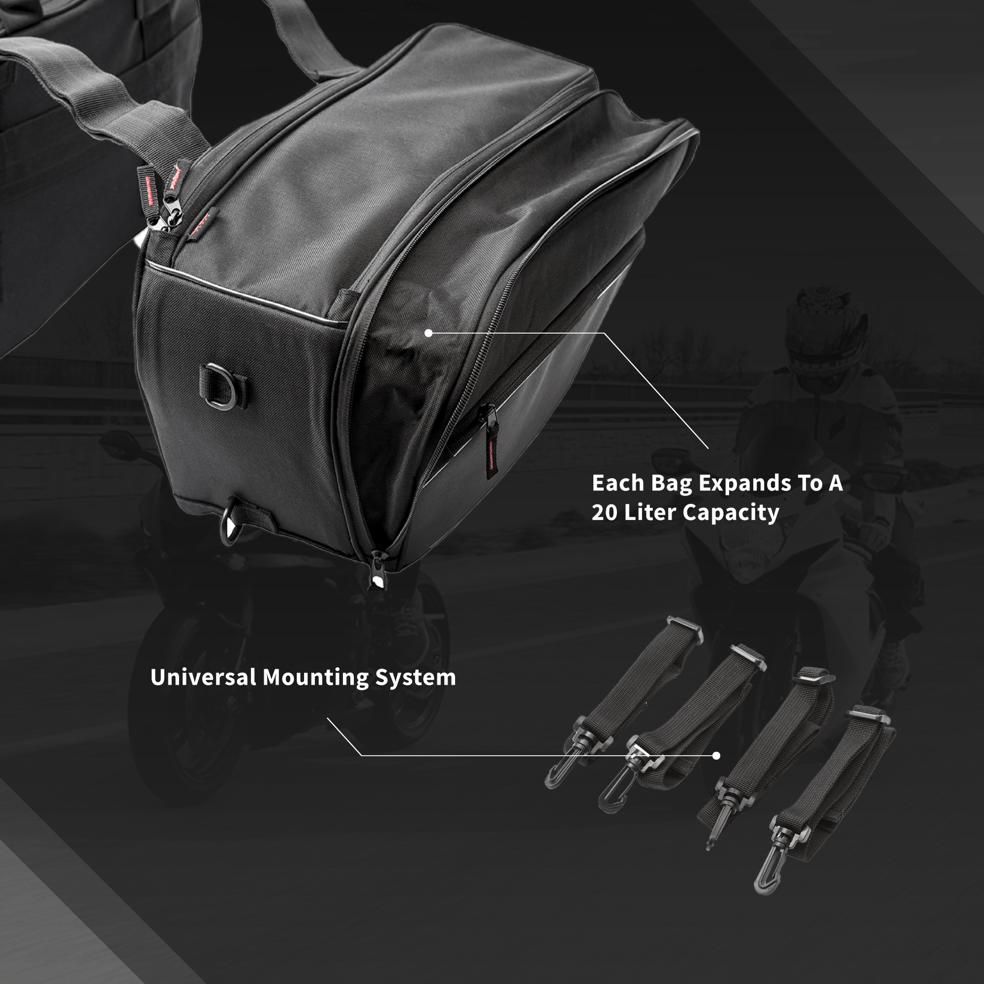 Fly Racing 6245 479 - 10400 Saddle Bags with 20L Capacity and Modular Storage - Moto - House MX