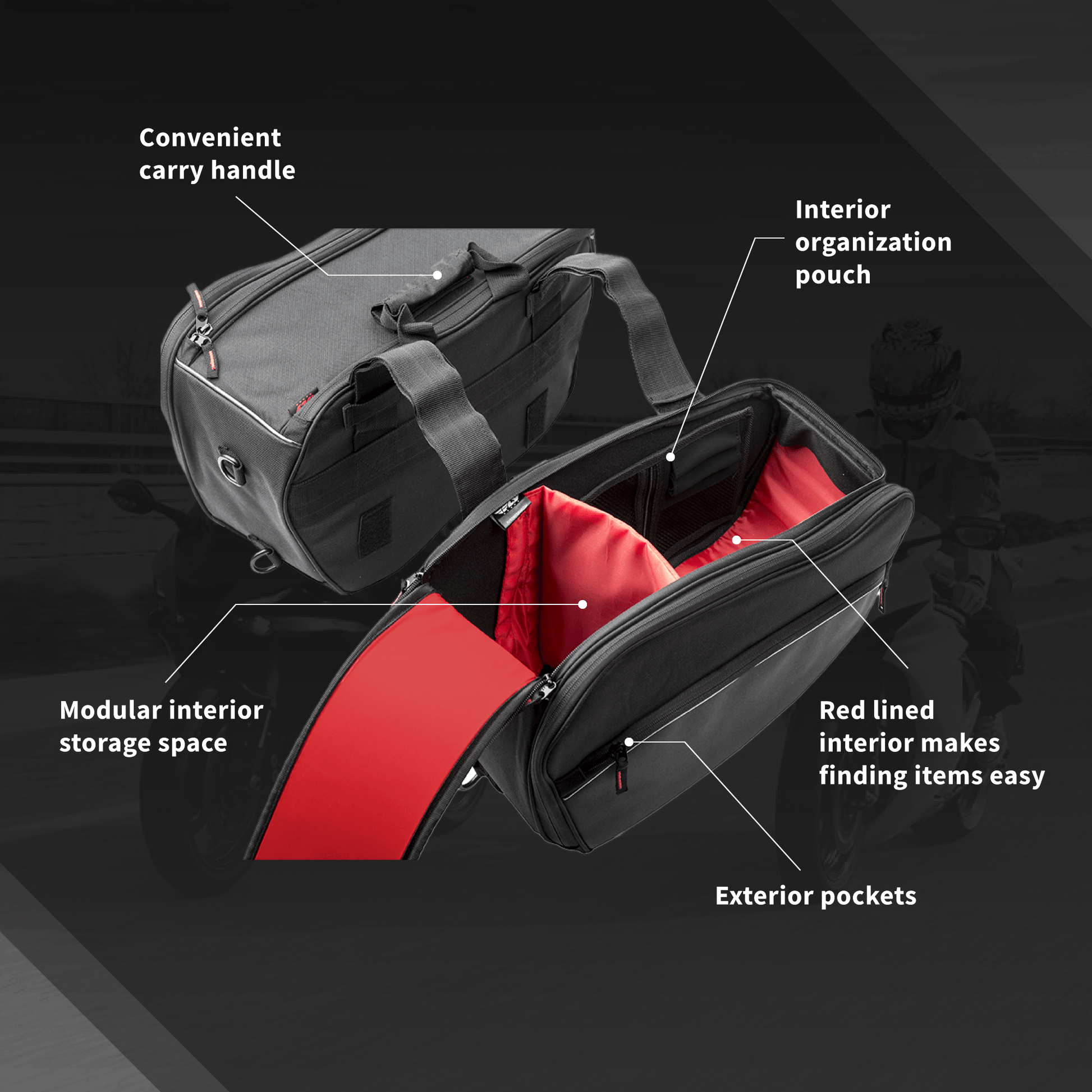 Fly Racing 6245 479 - 10400 Saddle Bags with 20L Capacity and Modular Storage - Moto - House MX