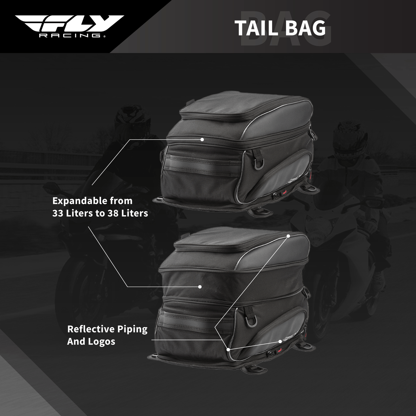 Fly Racing 6245 479 - 10500 Tail Bag with Expandable Storage and Rain Cover - Moto - House MX