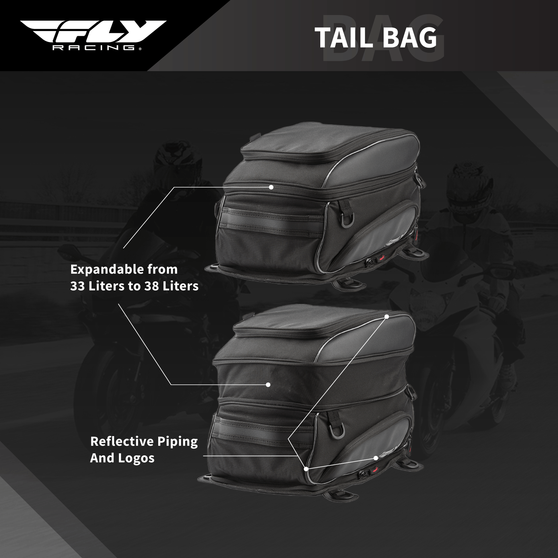 Fly Racing 6245 479 - 10500 Tail Bag with Expandable Storage and Rain Cover - Moto - House MX