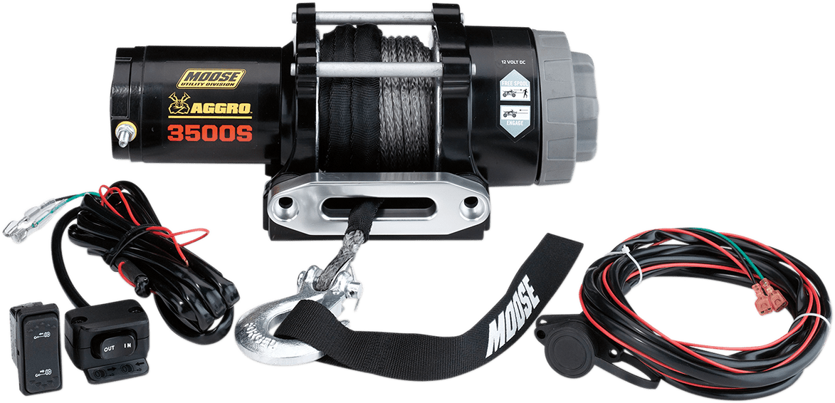 MOOSE OFFROAD 3500 lb Winch with Synthetic Rope - Part Number 104309 - Moto - House MX