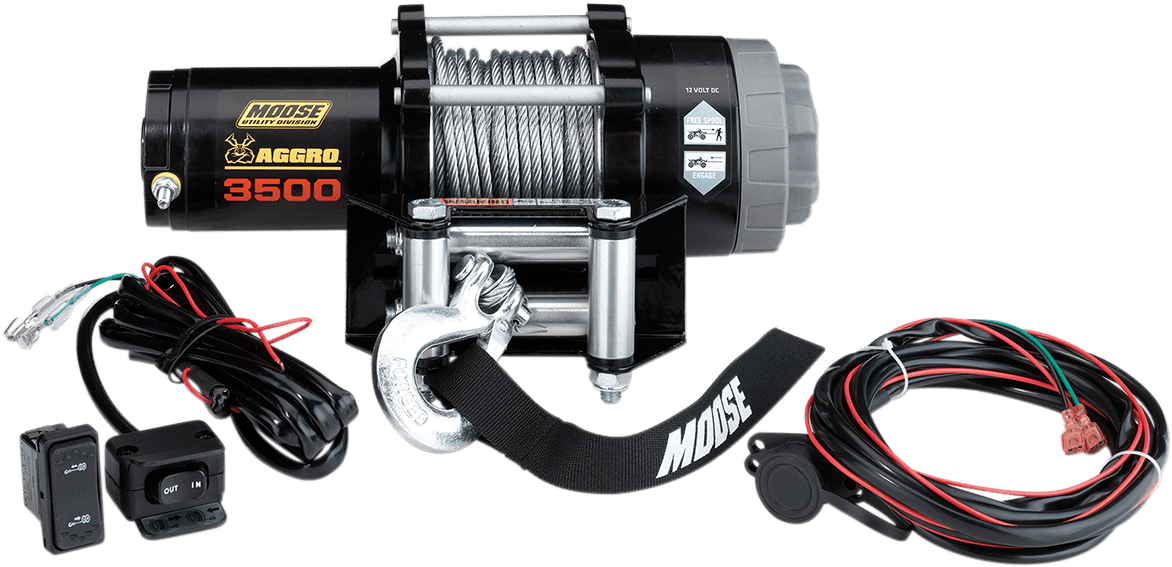 MOOSE OFFROAD 3500 lb Winch with Wire Rope - Part Number 104308 - Moto - House MX