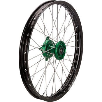 Moose Racing SX - 1 Complete Wheel - Front - Black Wheel / Green Hub - 21"x1.60" - Kawasaki KX450 / KX250F - Moto - House MX