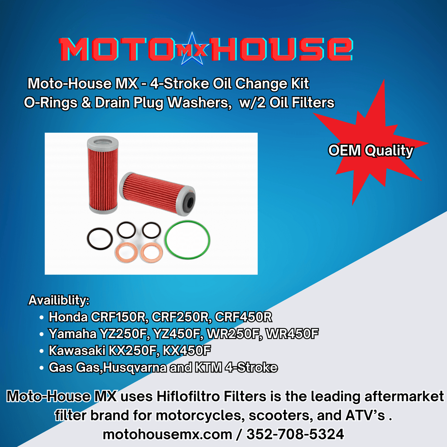 Moto - House MX Euro Oil Change Kit - Gas Gas MC 250F, MC 350F, MC 450F - Moto - House MX