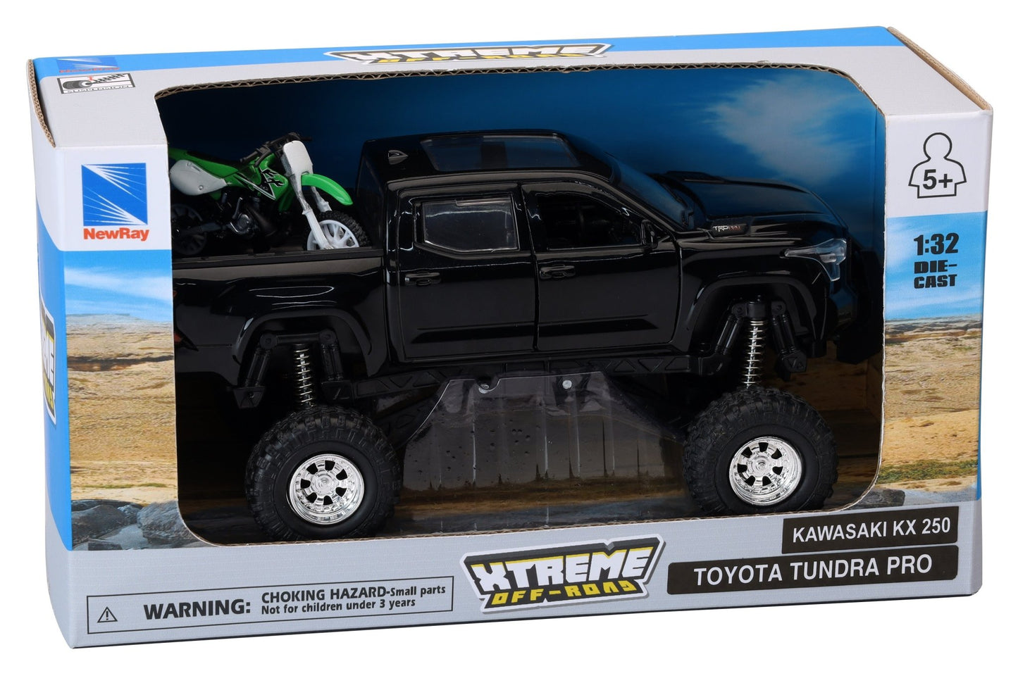 NEW - RAY NEW - RAY Replica 4x4 Truck and Dirt Bike Set - Kawasaki Tundra Black - Part No. SS - 54446 - Fits Off - Road Vehicles and Motocross Models SS - 54446 - Moto - House MX