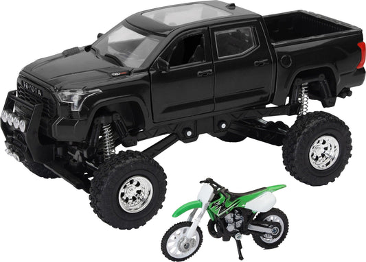 NEW - RAY NEW - RAY Replica 4x4 Truck and Dirt Bike Set - Kawasaki Tundra Black - Part No. SS - 54446 - Fits Off - Road Vehicles and Motocross Models SS - 54446 - Moto - House MX
