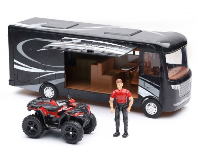 NEWRAY TOYS NEWRAY TOYS - Polaris Sportsman with RV Van and Figure - SS - 37356 - Set - fits Various ATV and Toy Vehicle Collections SS - 37356 - Moto - House MX