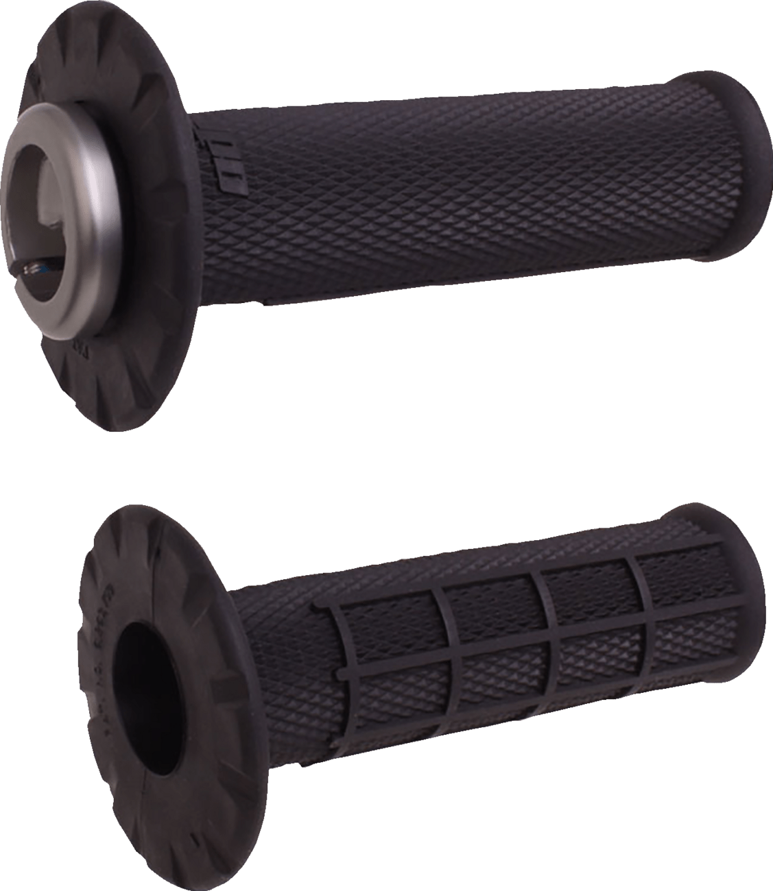 ODI Lock - On Grips Universal Half Waffle Black Silver 7/8" Bars - H21UHWB - E - Moto MX Bike - Moto - House MX