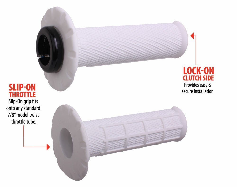 ODI Lock - On Grips Universal Half Waffle White/Black 7/8" Bars - H21UHWW - E - Moto MX Bike - Moto - House MX
