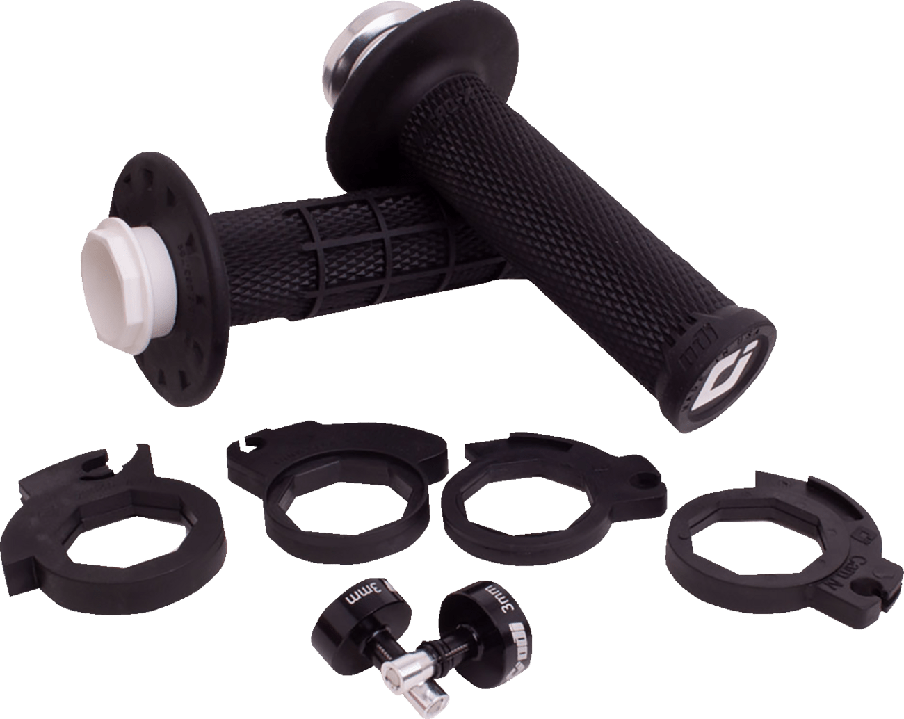 ODI Micro - X Half - Waffle v2 Lock - On Grips - Black/Silver H36MXB - Moto - House MX