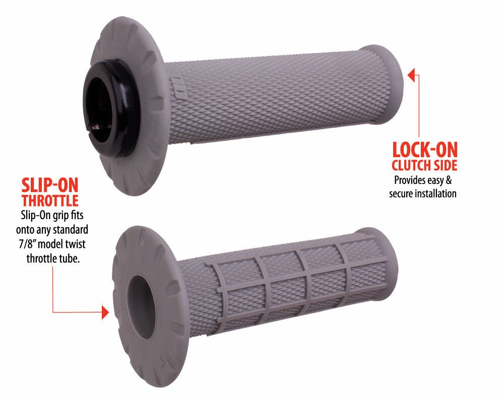 ODI Universal Lock - On Half Waffle Grips - Gray/Silver - H21UHWG - Moto - House MX