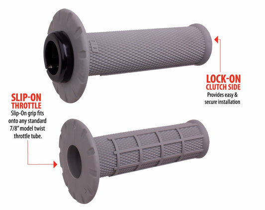 ODI Universal Lock - On Half Waffle Grips - Gray/Silver - H21UHWG - Moto - House MX