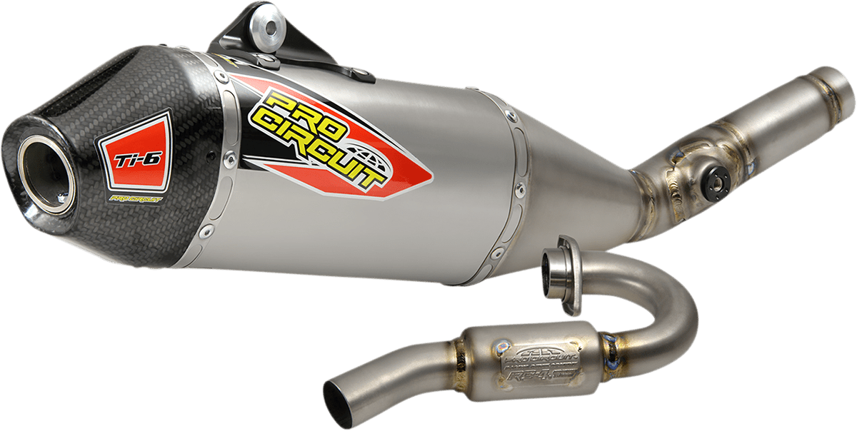 PRO CIRCUIT Ti - 6 Exhaust System 0322125F * Lightweight High - Performance Motorcycle Exhaust with Carbon Fiber End - Cap and USFS Spark Arrestor - Moto - House MX