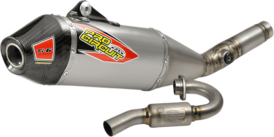 PRO CIRCUIT Ti - 6 Exhaust System 0322125F * Lightweight High - Performance Motorcycle Exhaust with Carbon Fiber End - Cap and USFS Spark Arrestor - Moto - House MX