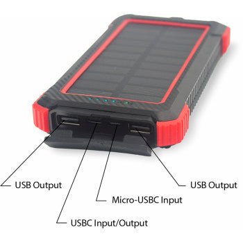 RidePower Portable Power Bank - RPPBWIRELESS10K - 10K mAh with Wireless Charging, Solar Backup - Moto - House MX