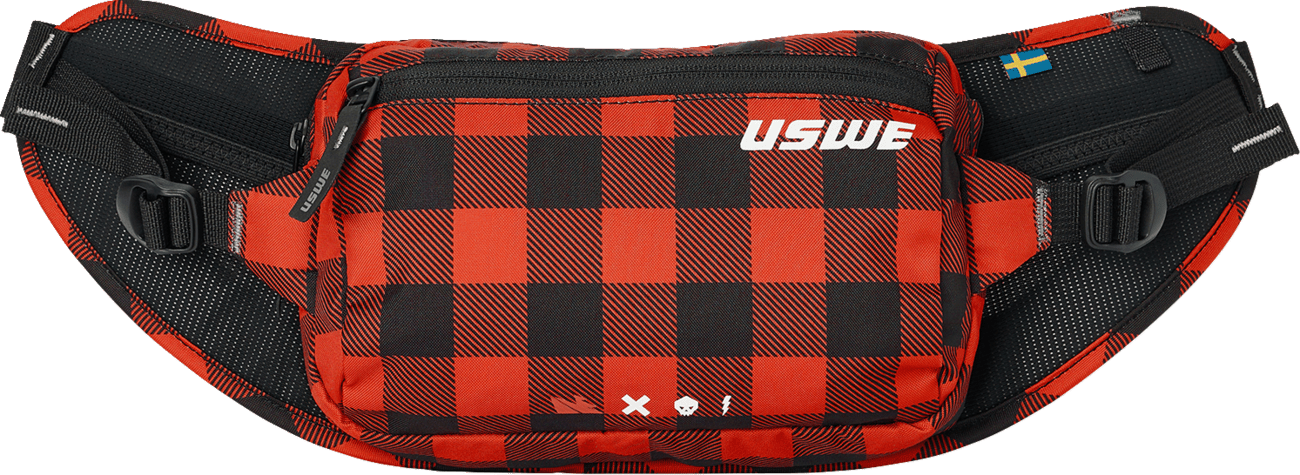 USWE Waist Hip Pack 2L Flannel Red 5202083048 MTB Enduro Moto Hydration Belt - Moto - House MX