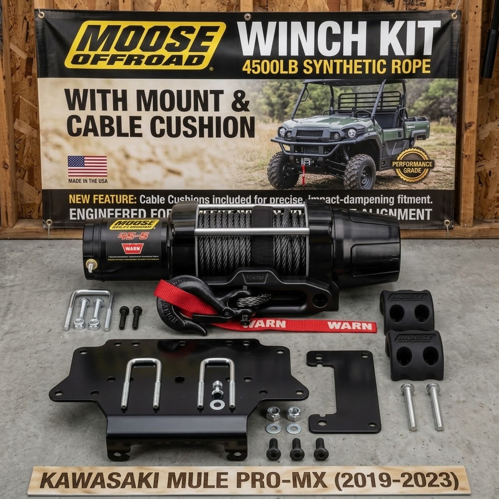 Moose Offroad 3-Piece Winch and Model-Specific Mount Package for Kawasaki Mule PRO-MX Moto-House MX