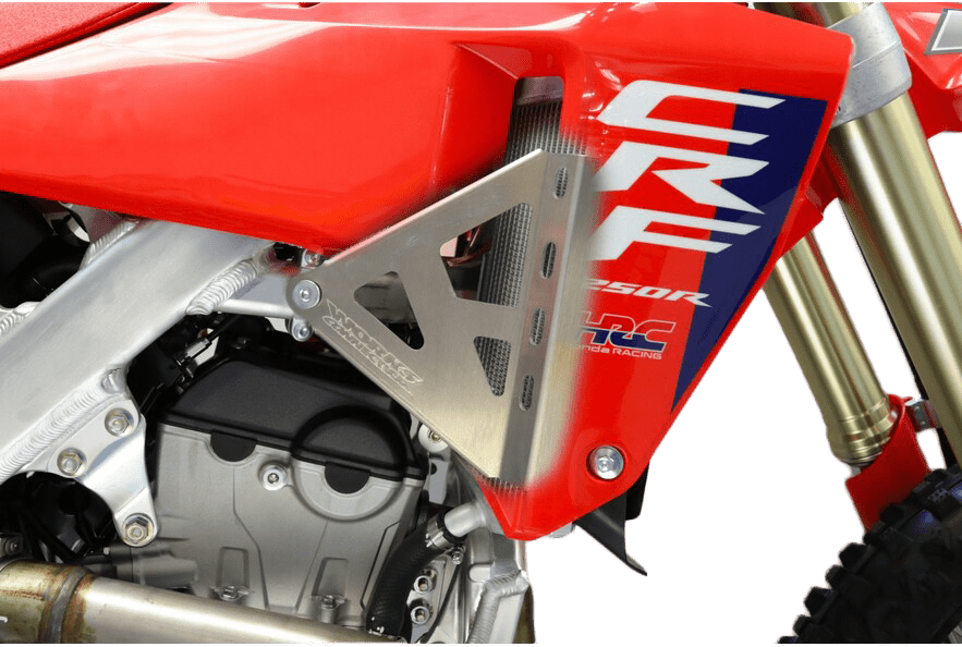Works Connection - CNC Radiator Brace Honda CRF250R CRF450R 2025 - Silver - 18 - 711 - Moto - House MX