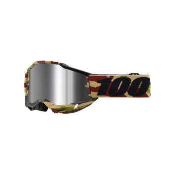 100% Accuri 2 Motocross Goggles 50014-00021 Mission Silver Flash Mirror Lens