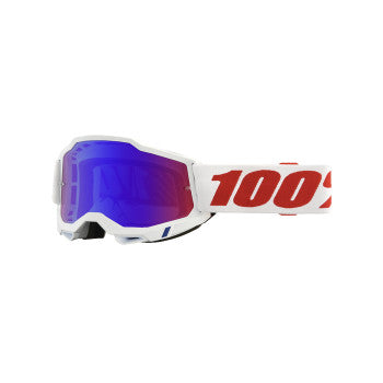 100% Accuri 2 Motocross Goggles 50014-00028 Pure Red/Blue Mirror Lens