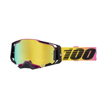 100% Armega Motocross Adult Goggles 50005-00015 91 Gold Mirror Lens