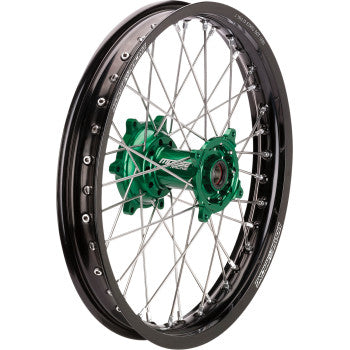 Moose Racing SX-1 Complete Wheel - Rear - Black Wheel/Green Hub - 19"x2.15" - Kawasaki KX450 / KX250F