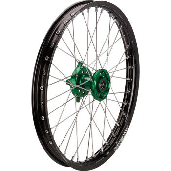 Moose Racing SX-1 Complete Wheel - Front - Black Wheel / Green Hub - 21"x1.60" - Kawasaki KX450 / KX250F  0203-0701