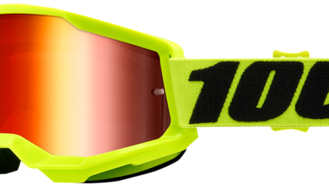 100% Strata 2 Goggles Yellow - Red Mirror Lens - Adult - 50421-251-04